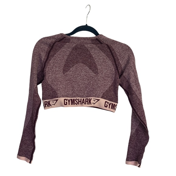 Gymshark Flex Dark Ruby Long Sleeve Dry Athletic Crop Top Medium Purple - Picture 3 of 4